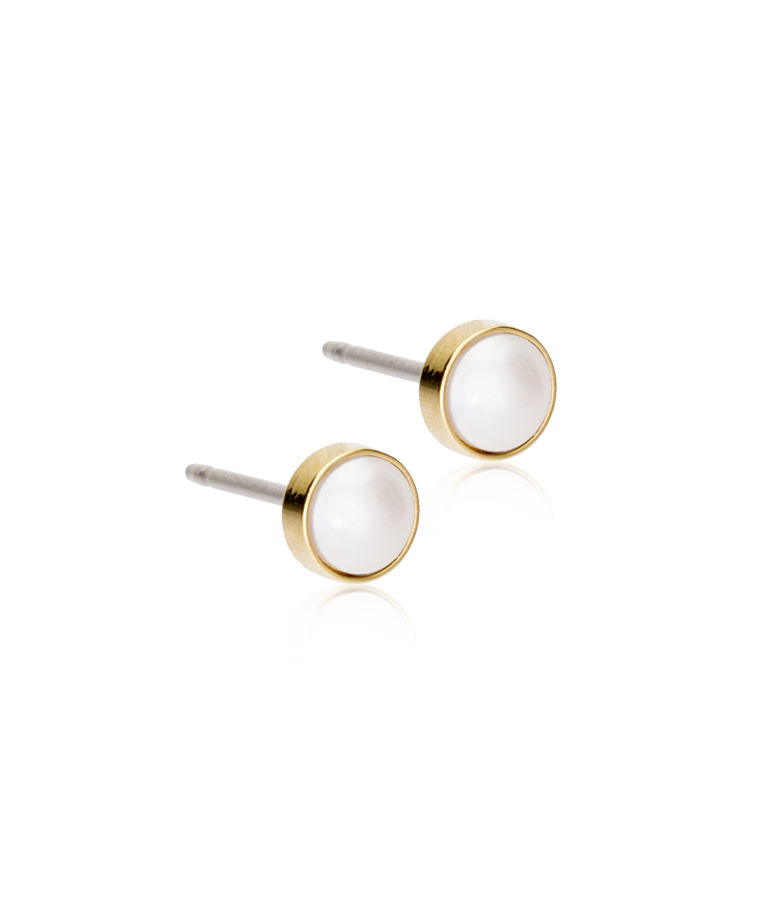 Titanörhänge Bezel Pearl gold 5mm