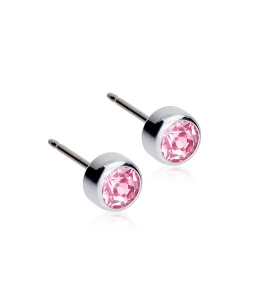 Titanörhängen Bezel 5mm rosa