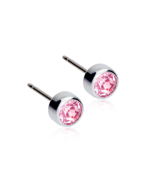 Titanörhängen Bezel 5mm rosa