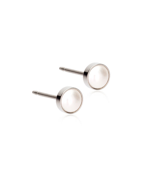 Titanörhänge Bezel Pearl 5mm