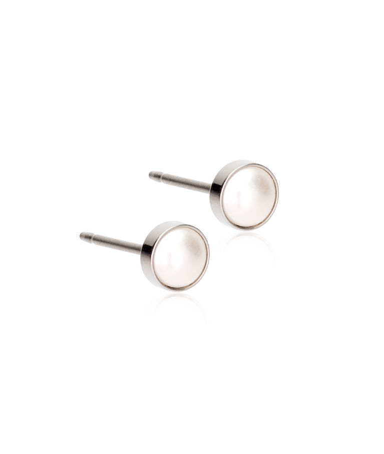 Titanörhänge Bezel Pearl 5mm