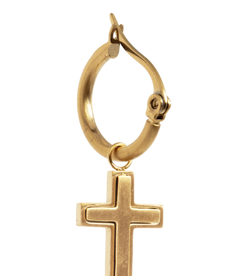Stålörhänge Creol med kors gold