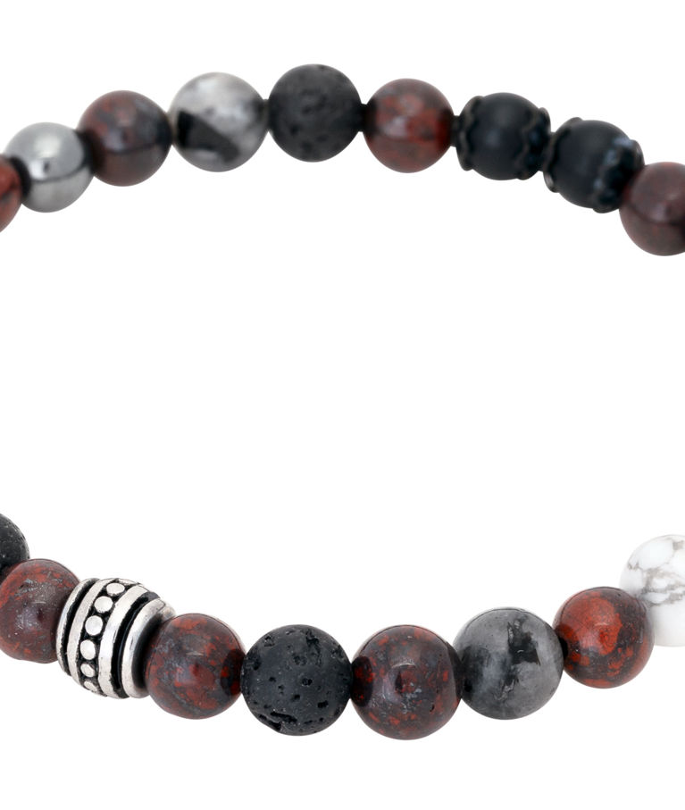 Stålarmband Barney Beads grå svart