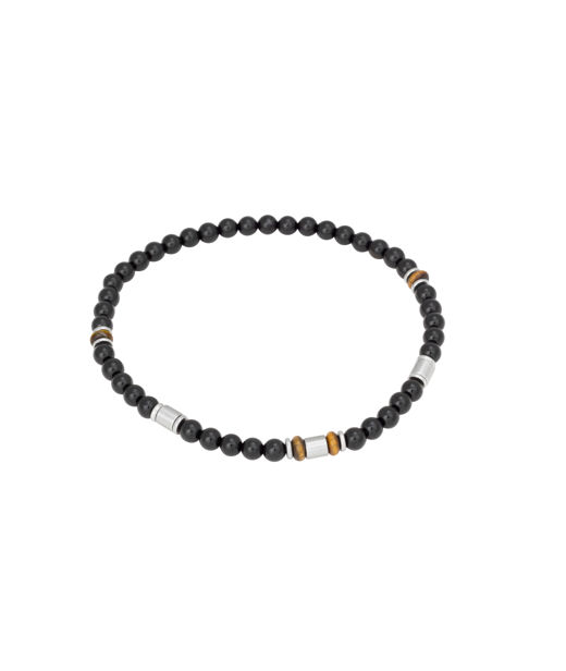 Stålarmband svarta små beads