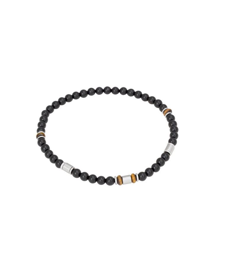 Stålarmband svarta små beads