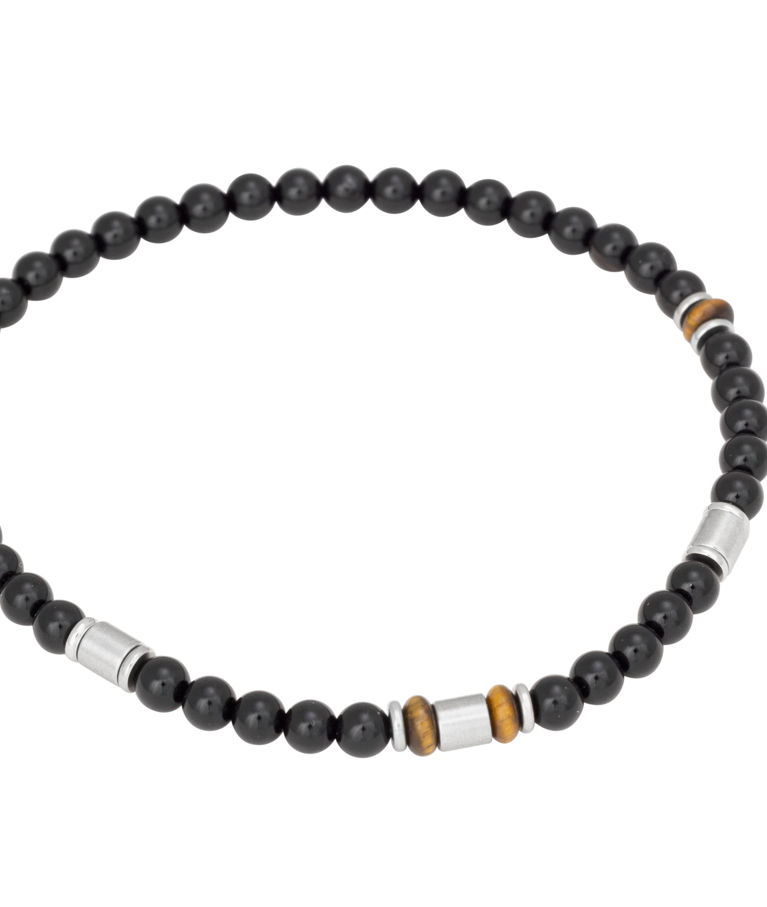 Stålarmband svarta små beads