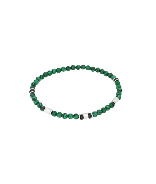 Stålarmband gröna små beads