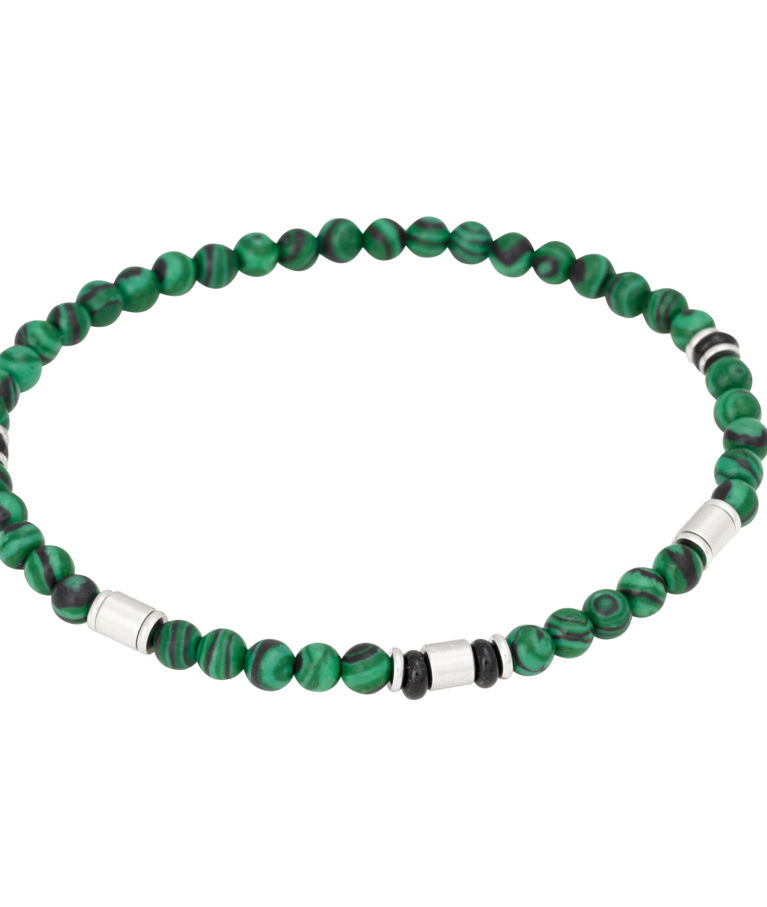 Stålarmband gröna små beads