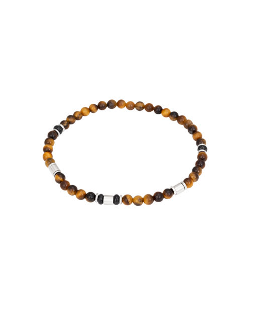 Stålarmband bruna små beads