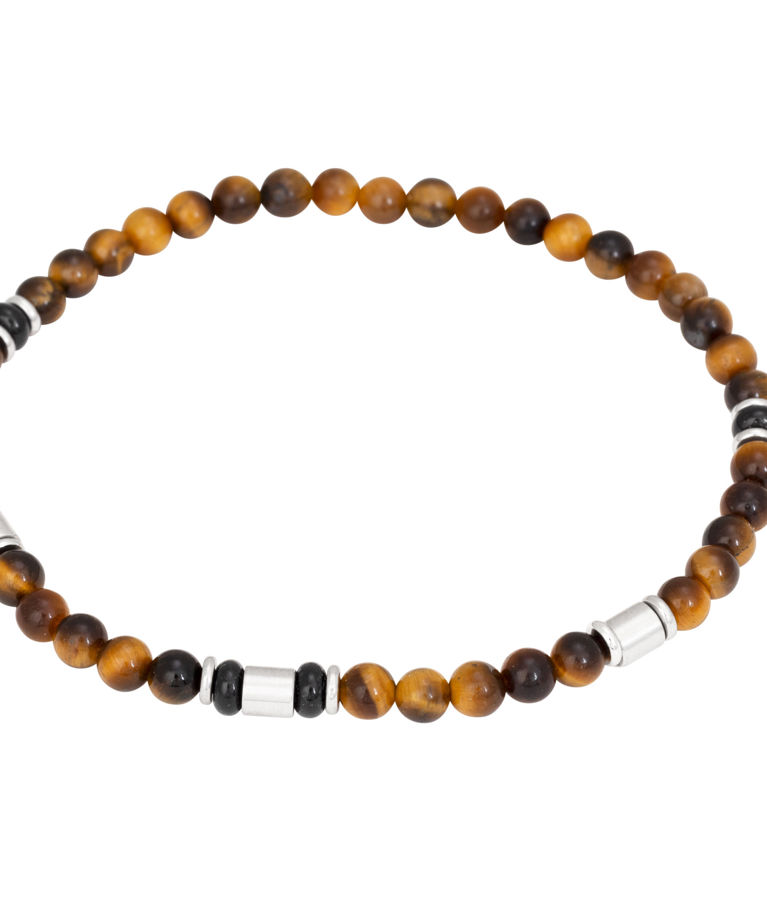 Stålarmband bruna små beads