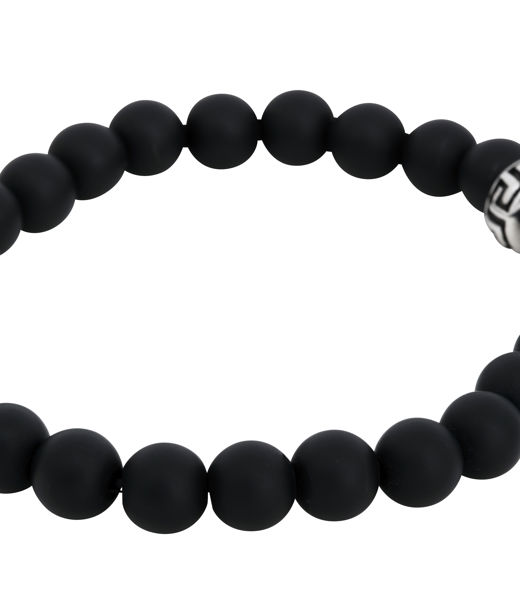 Stålarmband Jaspis Beads 8mm svart