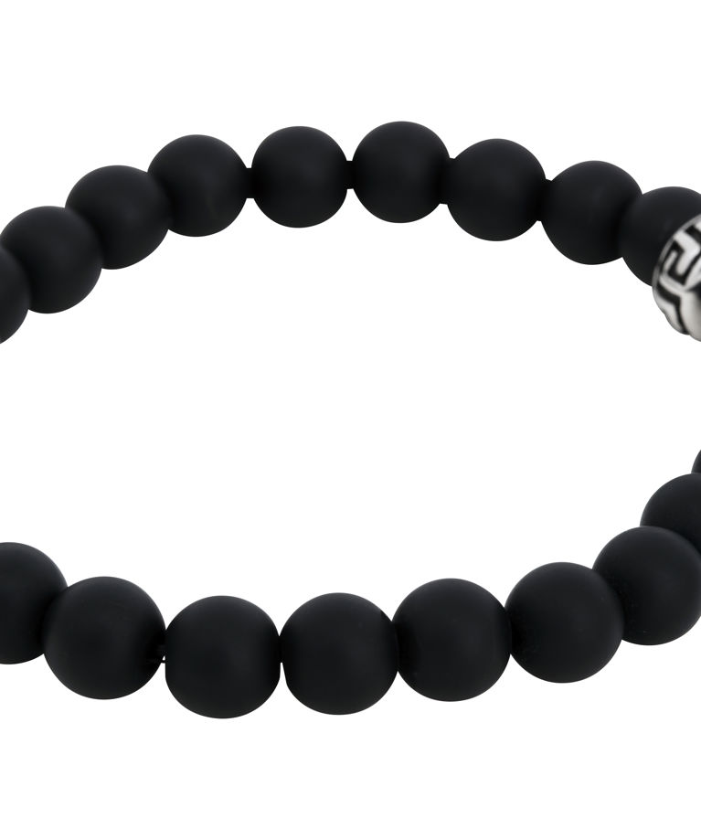 Stålarmband Jaspis Beads 8mm svart