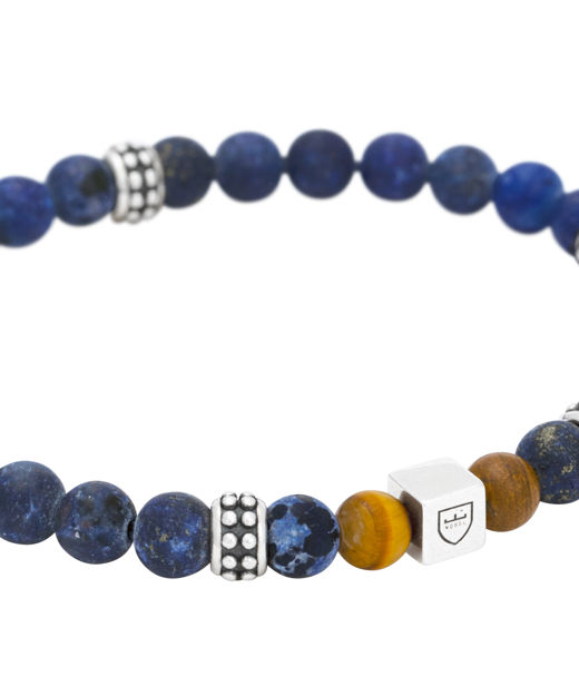 Silverarmband Beads Lapis/Lazur