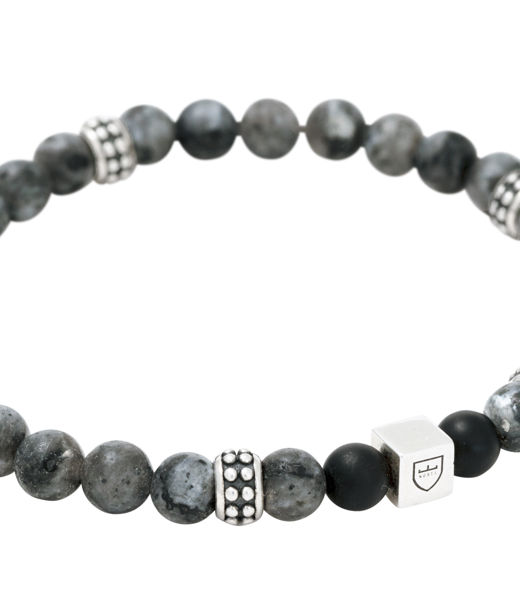 Silverarmband Beads grå Jaspis