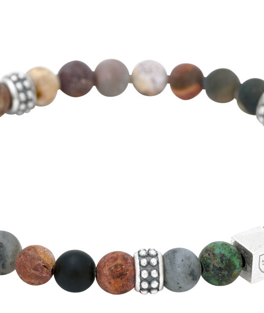 Silverarmband Beads Röd/grön Jaspis