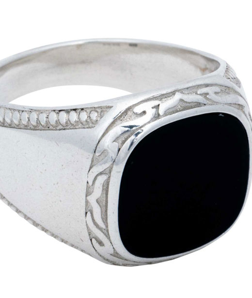 Silverring klack med svart onyx SIZE 19