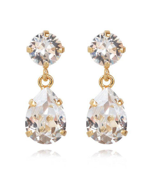 Mässingörhänge Mini Drop Crystal gold