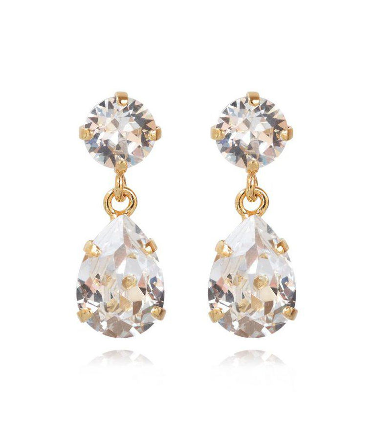 Mässingörhänge Mini Drop Crystal gold