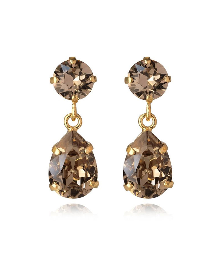 Mässingörhänge Mini Drop Greige gold