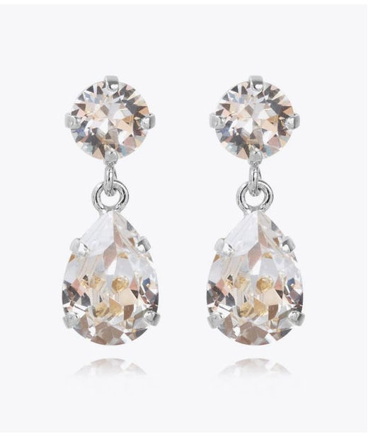 Mässingörhänge Mini Drop Crystal rhodium