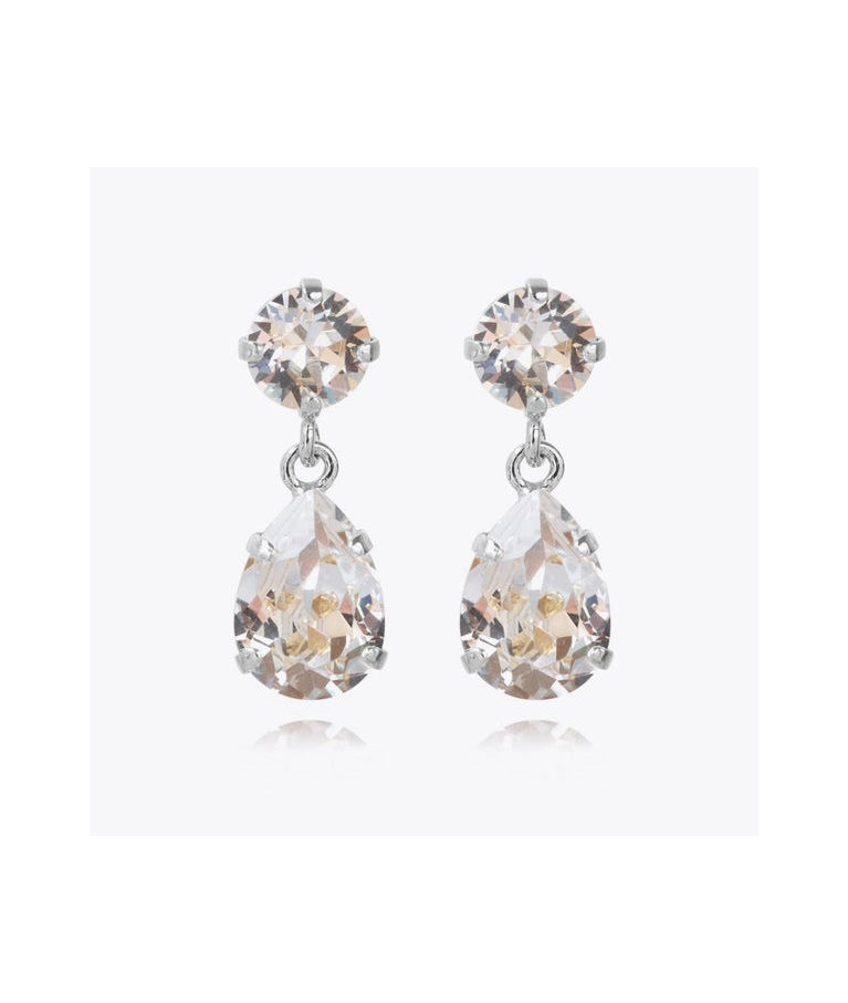 Mässingörhänge Mini Drop Crystal rhodium