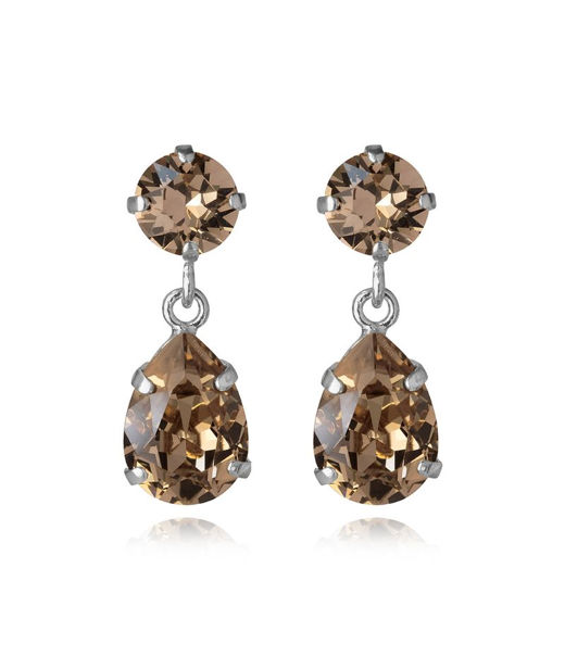 Mässingörhänge Mini Drop Greige rhodium