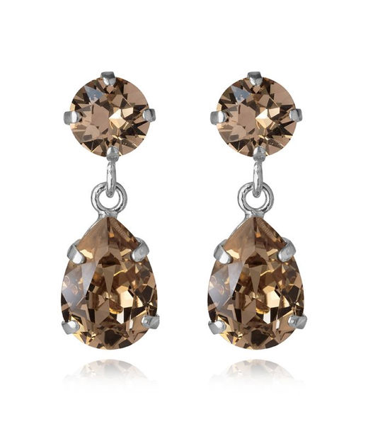 Mässingörhänge Mini Drop Greige rhodium