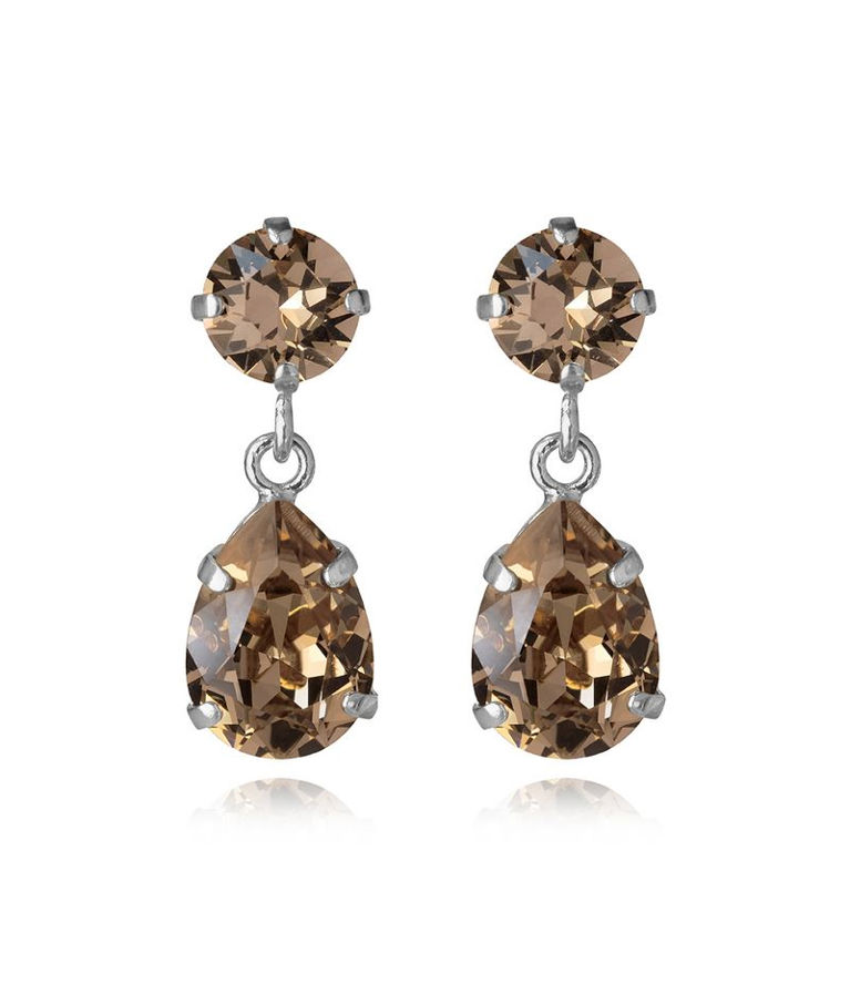 Mässingörhänge Mini Drop Greige rhodium