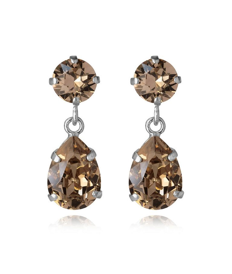 Mässingörhänge Mini Drop Greige rhodium