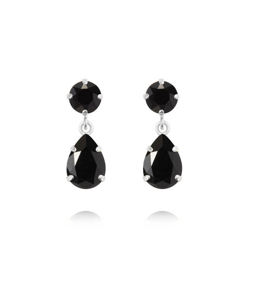 Mässingörhänge Mini Drop Jet rhodium