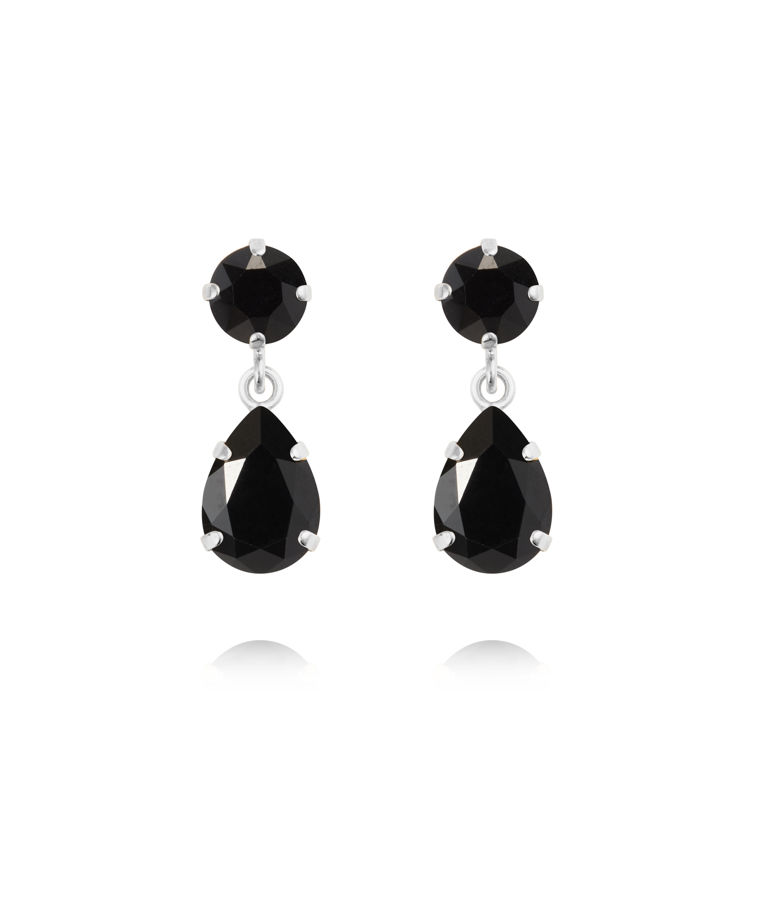 Mässingörhänge Mini Drop Jet rhodium