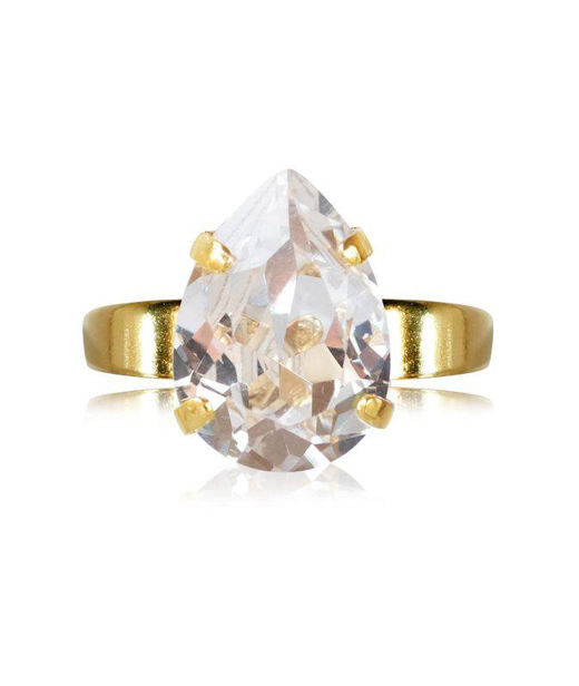 Mässingsring Mini Drop Crystal gold