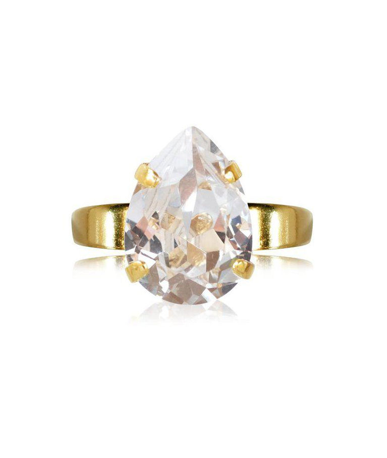 Mässingsring Mini Drop Crystal gold