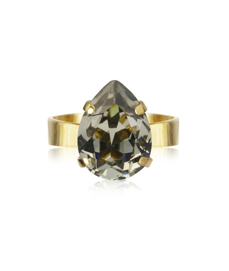Mässingring Mini Drop Black Diamond gold