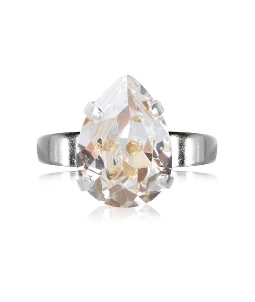 Mässingring Mini Drop Crystal rhodium