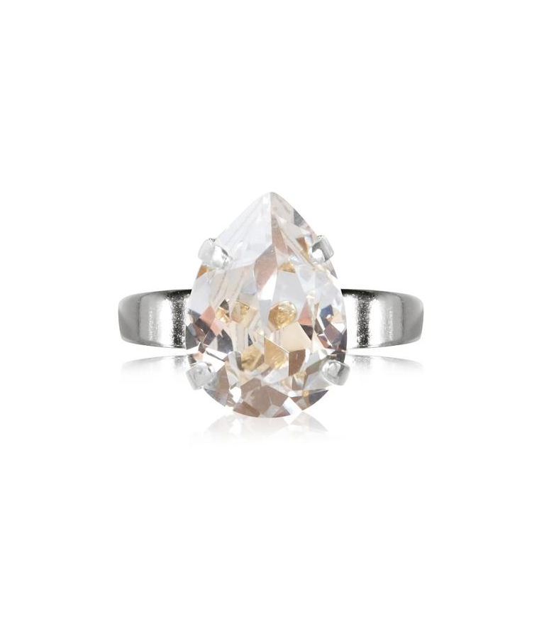 Mässingring Mini Drop Crystal rhodium