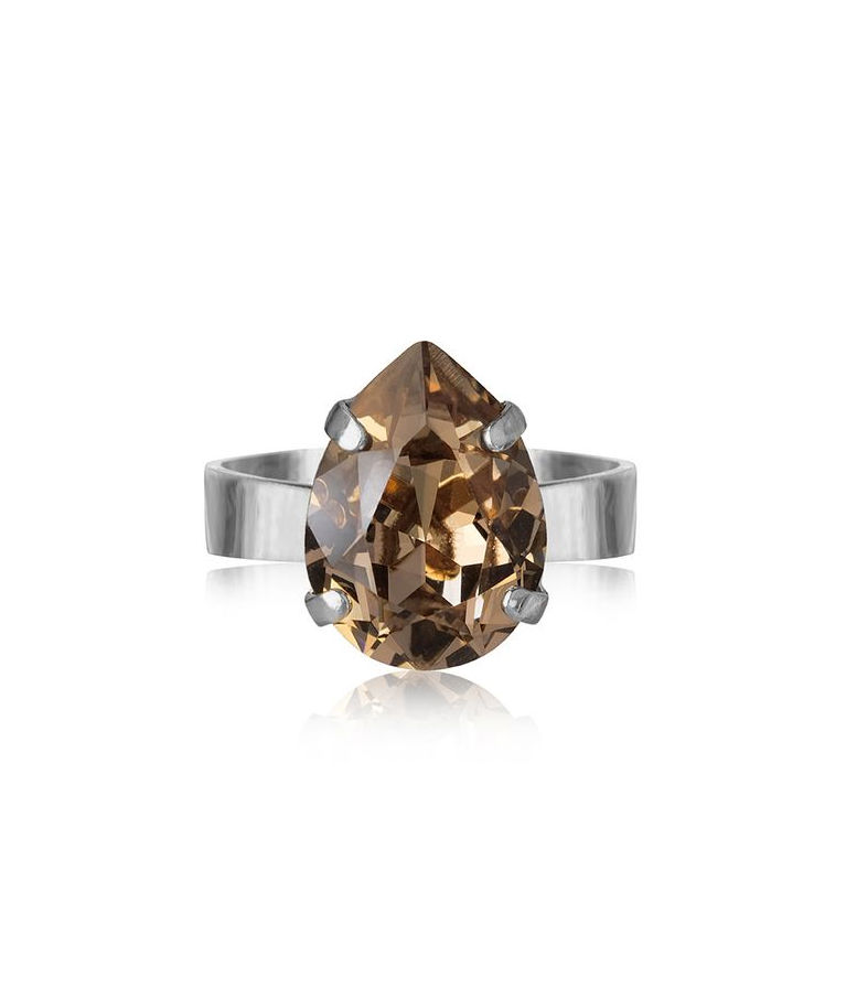 Mässingring Mini Drop Greige rhodium