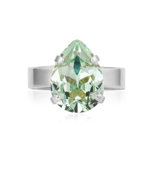 Mässingring Mini Drop Chrysolite rhodium