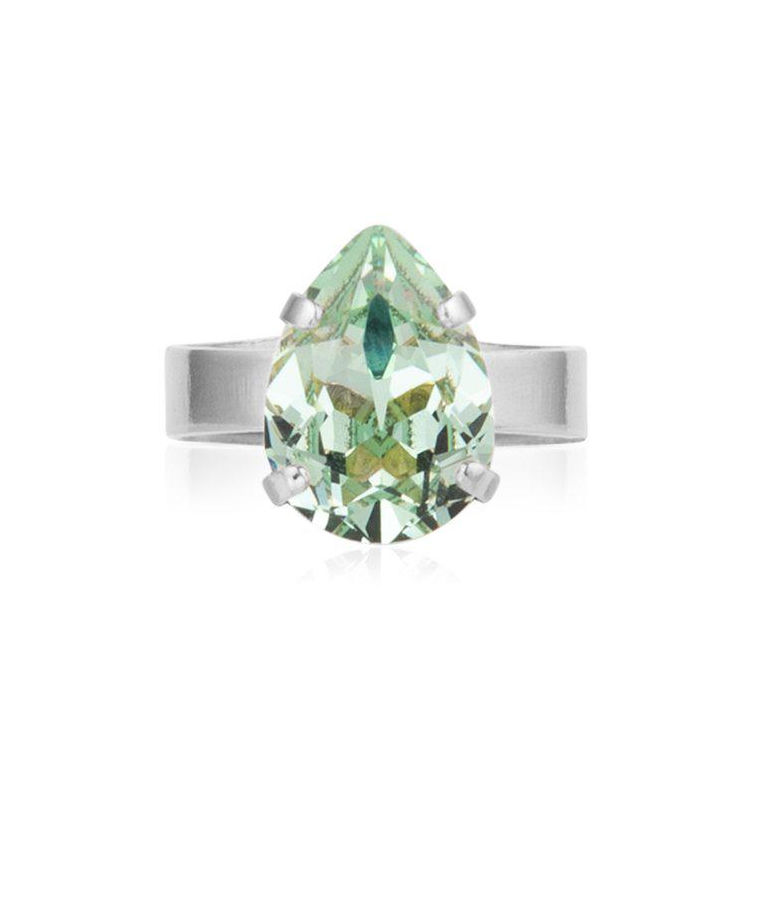 Mässingring Mini Drop Chrysolite rhodium