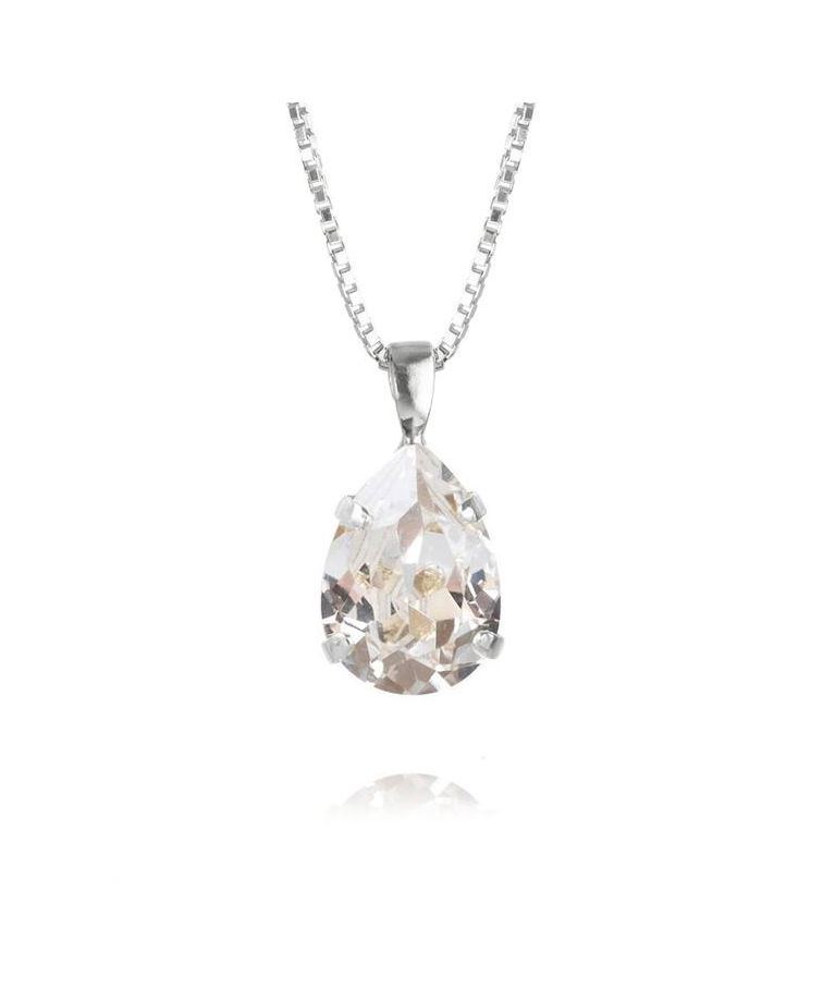 Mässinghalsband Mini Drop Crystal rhodium