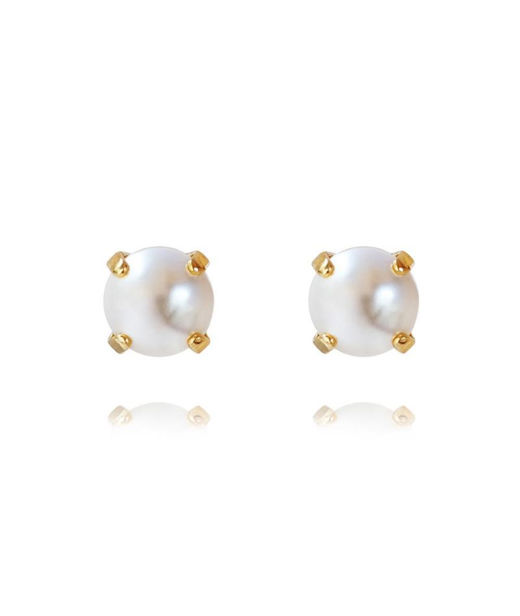Mässingörhänge Classic Studs Pearl gold