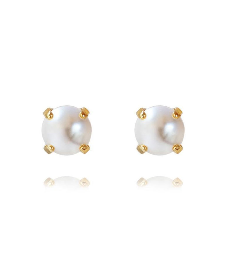 Mässingörhänge Classic Studs Pearl gold