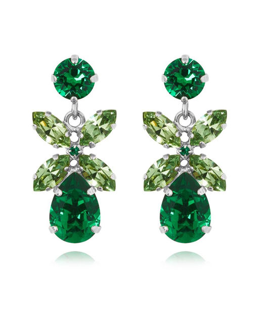 Mässingörhänge Mini Dione Majestic Green Combo rhodium