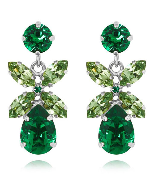 Mässingörhänge Mini Dione Majestic Green Combo rhodium
