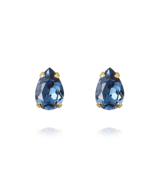 Mässingsörhänge Petite Drop Stud Denim Blue gold