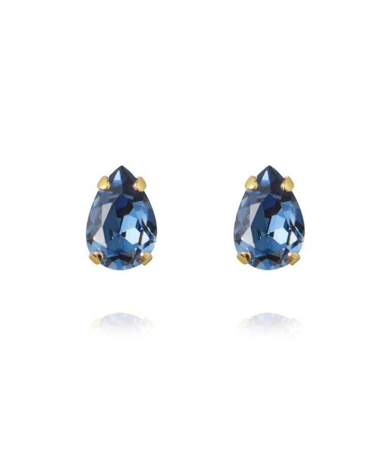 Mässingsörhänge Petite Drop Stud Denim Blue gold