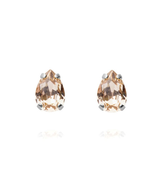 Mässingörhänge Petite Drop Stud Light Silk Rhodium
