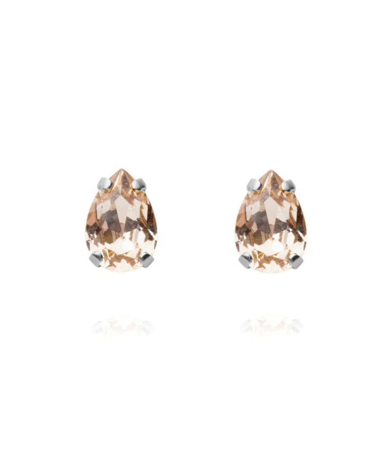 Mässingörhänge Petite Drop Stud Light Silk Rhodium