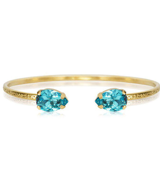 Mässingarmband Petite Drop Aquamarine gold
