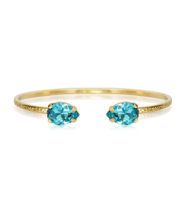 Mässingarmband Petite Drop Aquamarine gold
